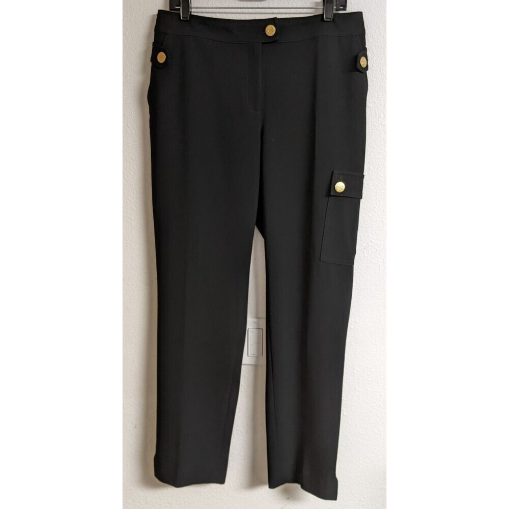 Women's St. John Black Label Military Cargo Full Length Stretch Dress Pants 10